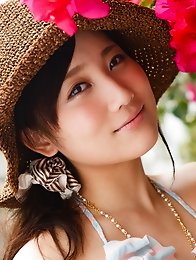 Beautiful and lovely Japanese av idol Mao Kurata goes to a nude paradise to show off her naked body