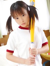 Kana Moriyama Asian in uniform bends and shows ass in thong