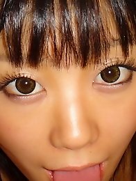 Beautiful and cute Japanese av idol Uta Kohaku gives blowjob with camera closeup