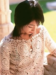 Sensual gravure idol beauty laying around in her lace lingerie