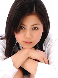 Adorable asian school girl takes off her clothes to show panties