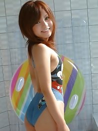 Sexy and luxurious Japanese av idol Mai Miyashita shows her nude body wearing swimsuit