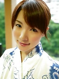 Beautiful japan teen Rui Saotome in kimono stripped naked