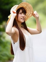 Sweet and new Japanese av idol Ai Nikaido goes outdoors to get naked