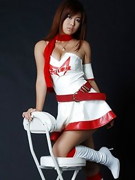 Long haired gravure idol beauty in a tight mini skirt