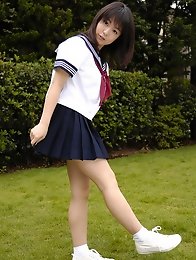 Sexy japan teen Nana Nanaumi in school uniform showing nice tits