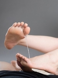 Stunning and long-legged babe Masaki Uehara using her feet to make a guy cum