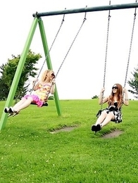 Cute Japanese babes pose outdoors