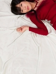 Lady in red Moeka Kurihara spreads her legs to show off the points of entry