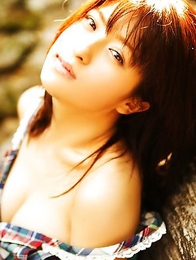 Kasumi Nakane with sexy legs shows hot cleavage outdoor