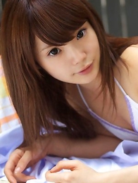 Manami Sato takes school uniform off and shows body outdoor