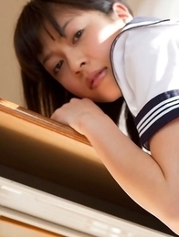 Yuuri Shiina shows nasty behind in panty under uniform