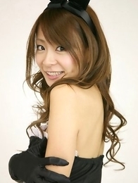 Yuki Aikawa with fishnet stockings and ears is hot bunny