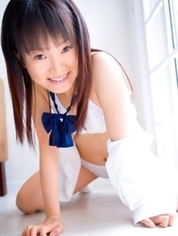 Kana Moriyama takes uniform off piece by piece at window