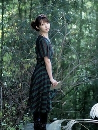 Neo in long dress goes to enjoy reading book in the forest