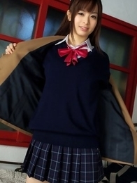 Hikari Yamaguchi in uniform and coat wants to share choco