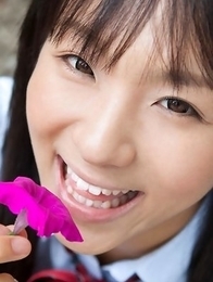 Miho Morita in school uniform loves flowers and fresh air