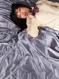 Luna Kobayashi spreads her soft legs, fingers herself, gets a guy to cum on her feet